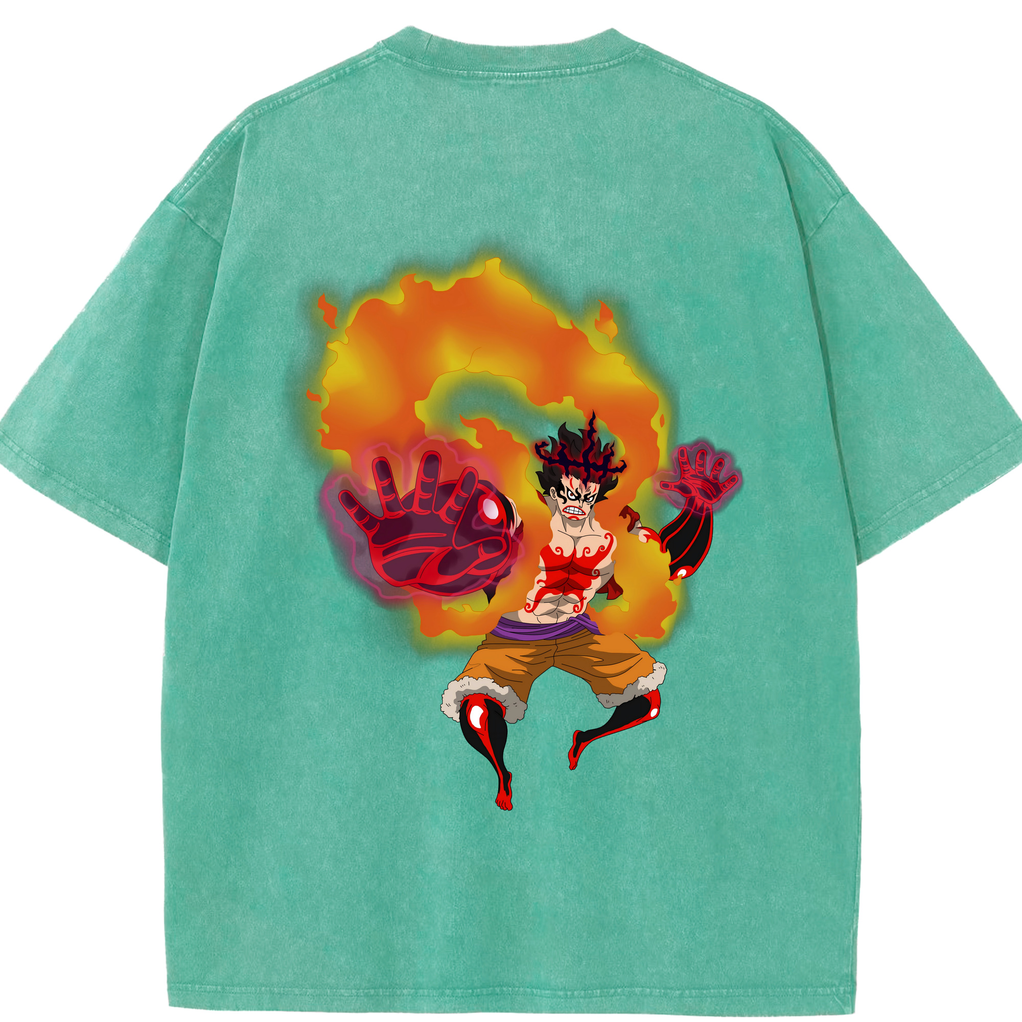 ワンピース モンキー・D・ルフィ ONE PIECE Monkey D. Luffy 綿100% ヴィンテージ風 半袖Tシャツ（背面プリント）